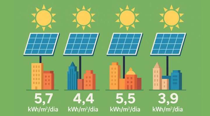 O que é a irradiação solar por cidade?